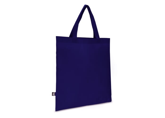 Tote-bag personnalisable avec poignées courtes rPET non tissé 75g Bleu foncé